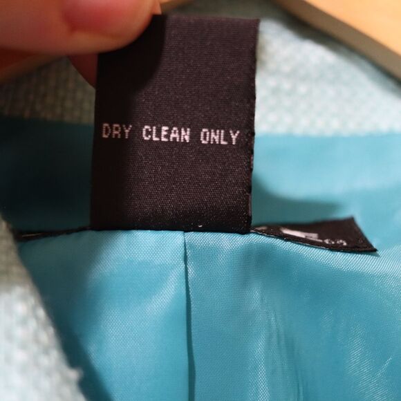 Révue Vintage Structured Blue & White Blazer Tweed Piping Polka Dot LG - Picture 10 of 10